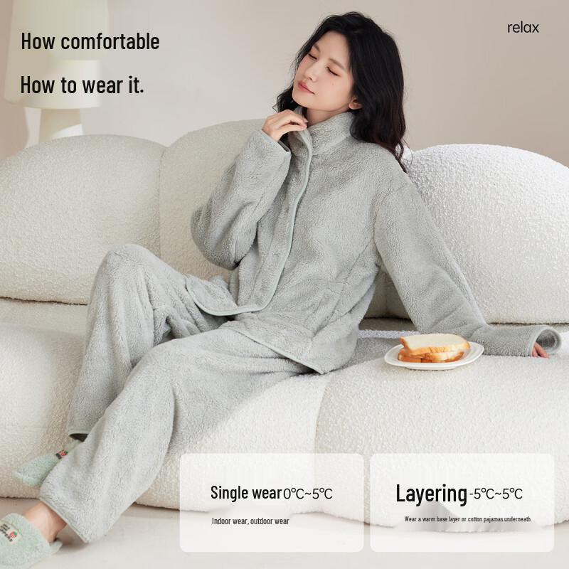 Langsha Coral Fleece Couple Pajama Set