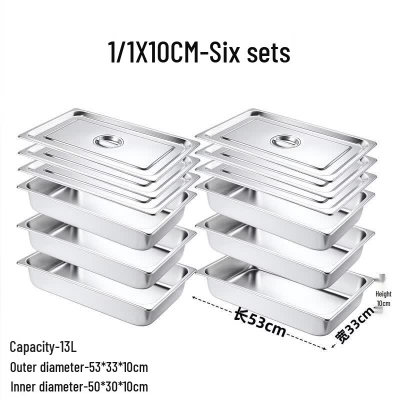 

Handon 1/1 GN Stainless Steel Food Pan, 10cm Deep, 6-Pack