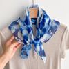 Flax small square scarf silk scarf women's headscarf neck protection scarf imitation blue dye handmade tie-dye scarf Yunnan yarn scarf thin scarf