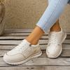 Women's Large Size Fashion Versatile Solid Color Flat Thick Sole Casual Athletic Shoes.