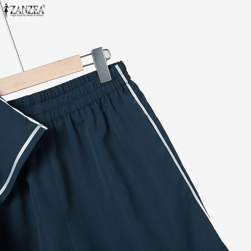 ZANZEA Women Short Sleeve Blouse and Shorts Summer Two Piece Suit Sets