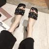 Fashion Rhinestone Flat Sandals Ladies New Low Heel Summer Slippers Elegant Fashion Luxury Women Sandals Outdoor Non-slip Casual Sandals