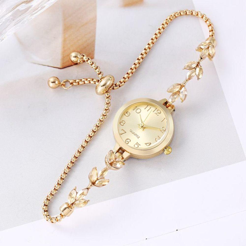 Paarse Bladeren Dames Armband Horloge Cijferplaat Luxe Horloge Elegant Kwarts Horloge Cadeau voor Vrouwen