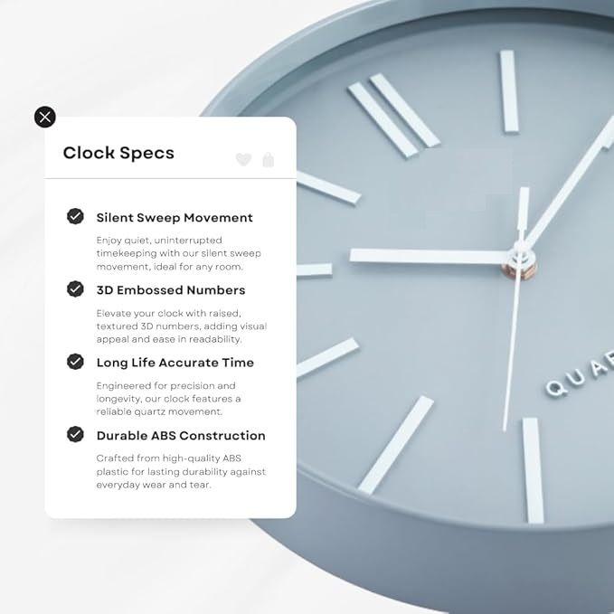 Luxury Finish Modern Wall Clock with Silent Non-Ticking Quartz Sweep Movement – 1pc|12 Inch|Decorative Analog Clock for Home