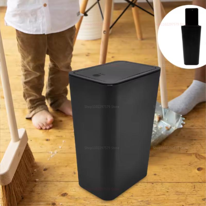 Pop-up Lid Trash Bin For Kitchen Bathroom Bedroom Food Waste Recycle Bin One-Touch Design Lightweight Durable Household Dustbin