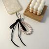 Lovely Ribbon Bowknot Pearls Keychain Pendant Bag Phone Pendant Women Backpack Handbag Charm Lovely Decoration