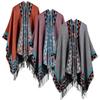 Boho Dámská Pletená šála Pončo Umělý kašmír Geometrický vzor Střapec Oversized Teplá Dlouhá Cape