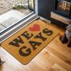 We Love Gays Pride Text Doormat, Colorful Heart Non-Slip Entryway Rug, Durable Washable Floor Mat for Home and Patio Decor