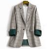 Literature And Art Checker Small Suit Spring and Autumn Women's Casual Coat