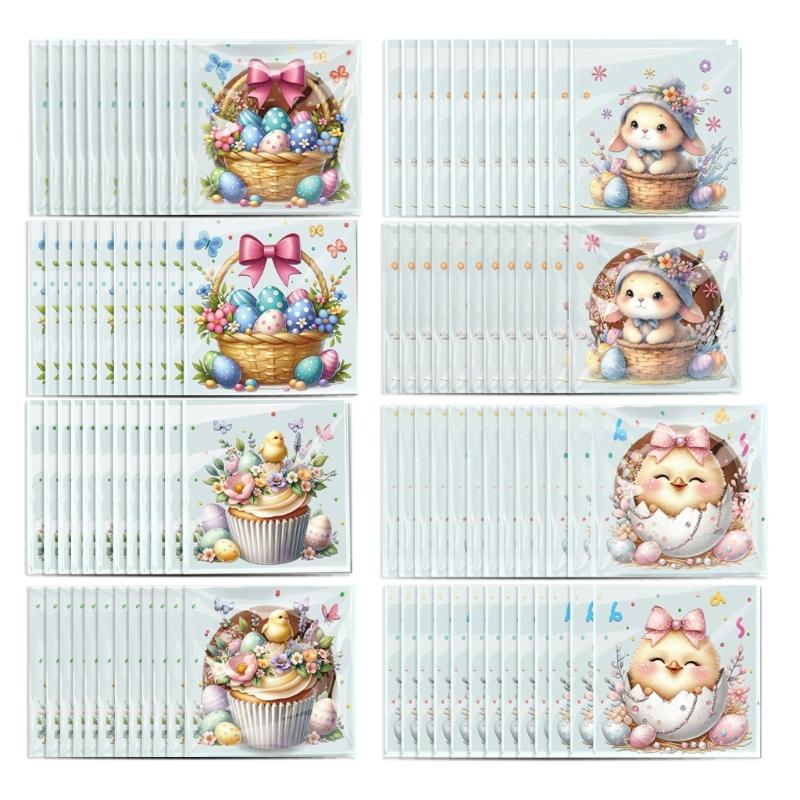 

100Pcs Easter Gift Bags Zippered Closure Waterproof Plastic Candy Holder Treats Bags for Cookie Chocolate Gift Packaging