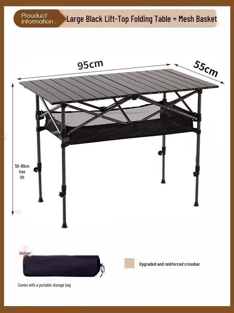 Height-Adjustable Outdoor Picnic & Camping Table - Folding Roll-Up Design