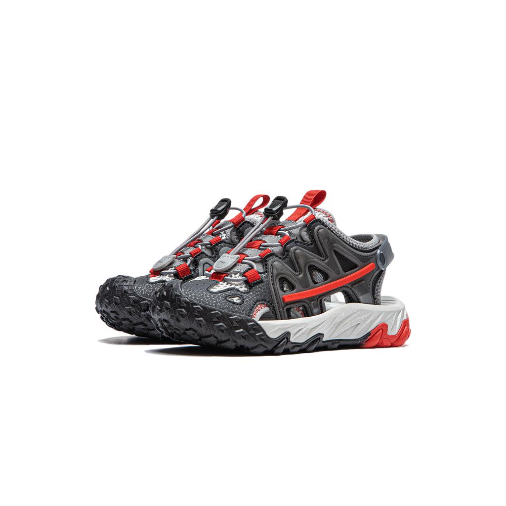Li-Ning Cloud Tuff RB Letter Brand Logo Color Block Kids Sandals Kids Sandals Black Gray Red YKKU006-1