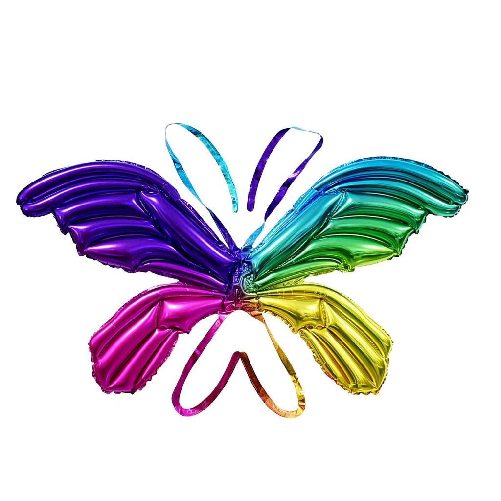 Large Iridescent Butterfly Wing Balloon (122x89 Cm) - Colorful Aluminum Film Inflatable for Photo Shoots