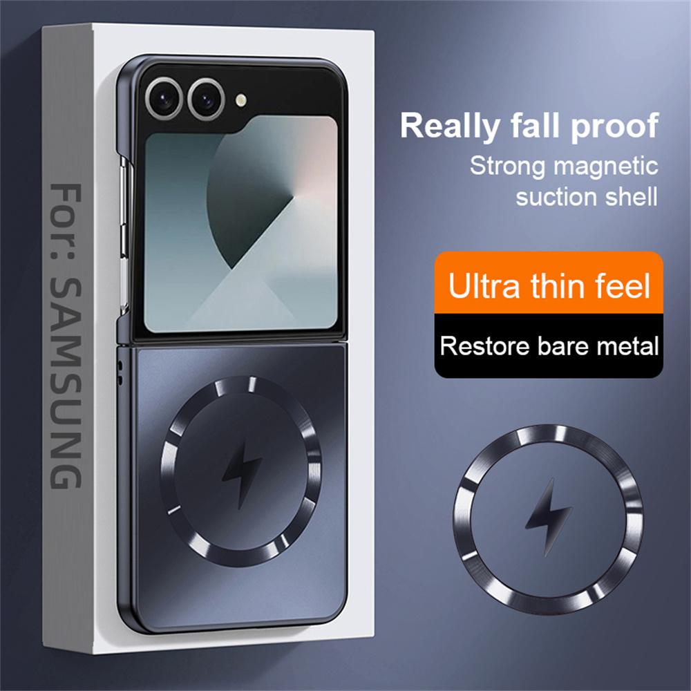 

for Magsafe Matte Frosted AG Magnetic Phone Case for Samsung Z Flip 7 6 5 4 3 Flip7 FE Wireless Charging Protective Cover Galaxy Z Flip7