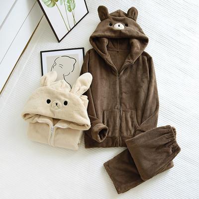 Nuova coppia autunno e inverno pigiama pantaloni a maniche lunghe flanella simpatico cartone animato spesso caldo uomo e donna servizio a domicilio vestito sonno
