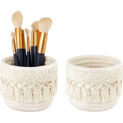 CwrsYJ Macrame-Style Cotton Rope Storage Baskets, Set of 2