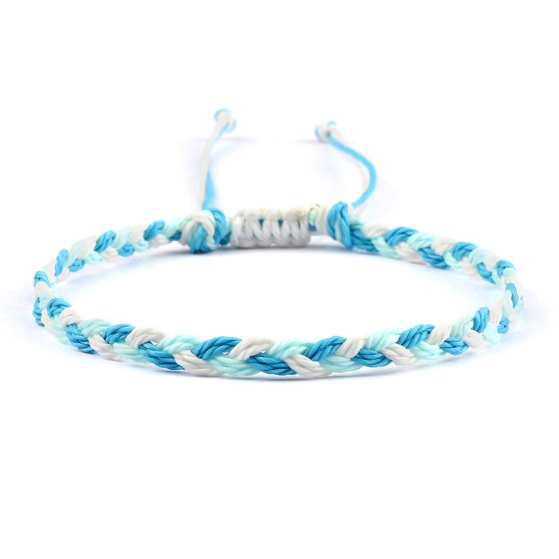 Adjustable Colorful Three-Strand Braided Waxed Thread Bracelet Set for Couples and Handmade Jewelry