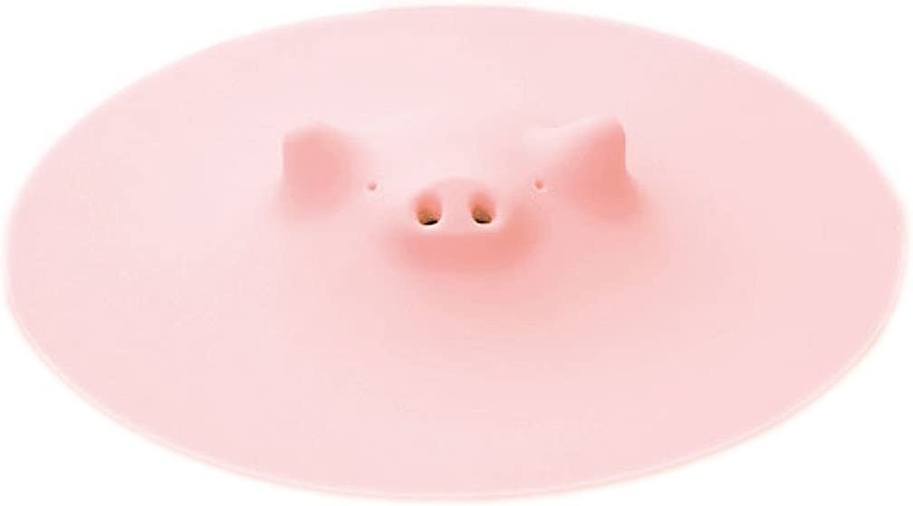 Marna Pig Drop K092P Lid, 17.5cm (Silicone/Pink) (Heating/Microwave/Dishwasher Safe)