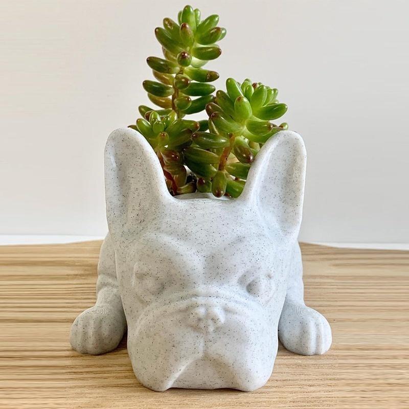 Creative Puppy Statue Flower Pot Resin Decoration Succulent Flower Pot Home Office Desktop Garden Decoration 10x5x3.5cm