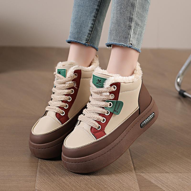 Cotton shoes women's winter new thick-soled casual velvet thickened warm soft-soled high-top sports shoes