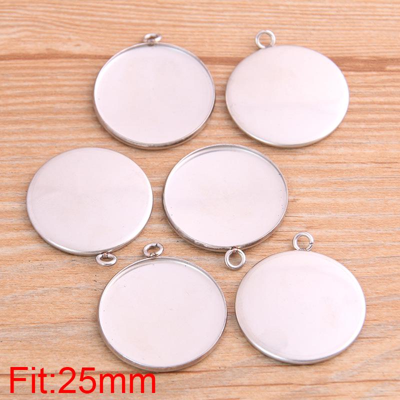 10-30mm Stainless Steel Round/Rectangular Gem Base Tray Pendant Connector