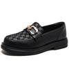 Leather metal buckle women's thick-soled round head retro casual women's shoes with one pedal and soft-soled women's single shoes