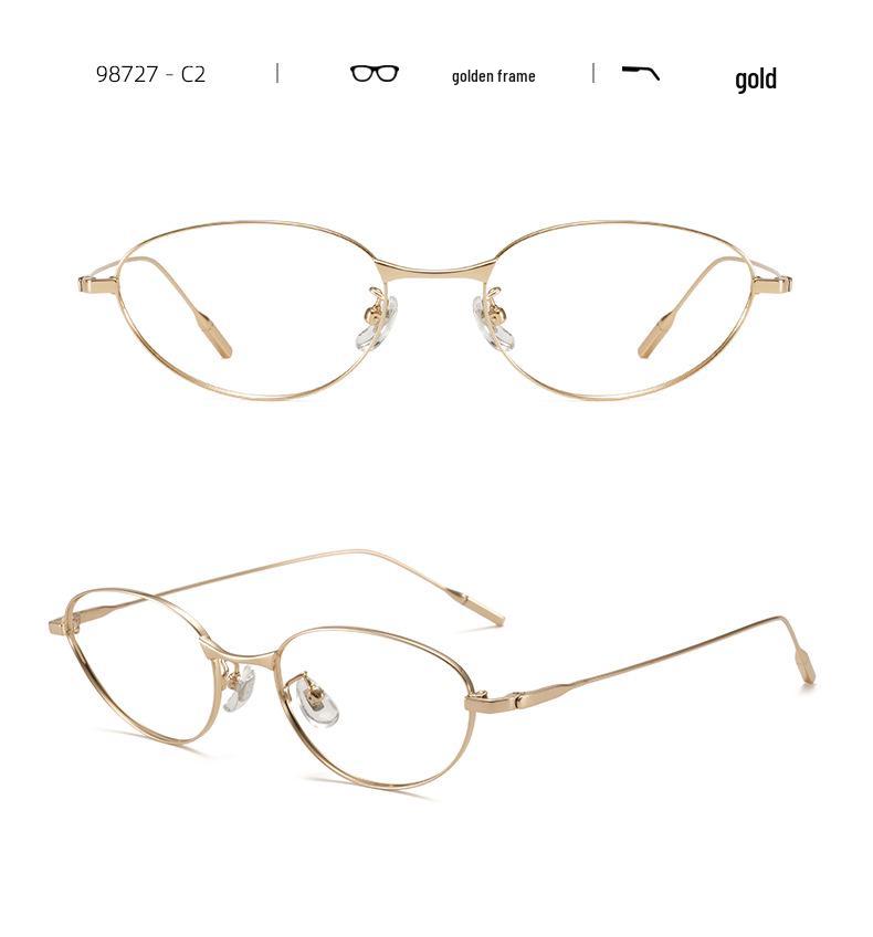 Pure Titanium Cat-Eye Eyeglass Frame 55 - Super Light, No-Makeup Style, Little Fox Design