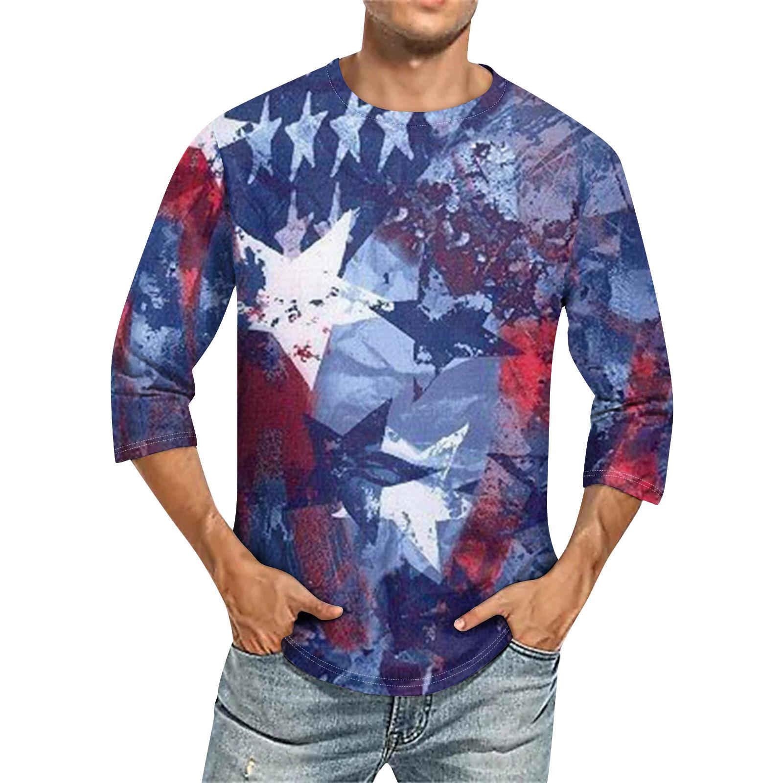 

Мужские футболки с изображением Дня независимости США, футболки с графикой и коротким рукавом, американская патриотическая винтажная футболка XXXXL синий