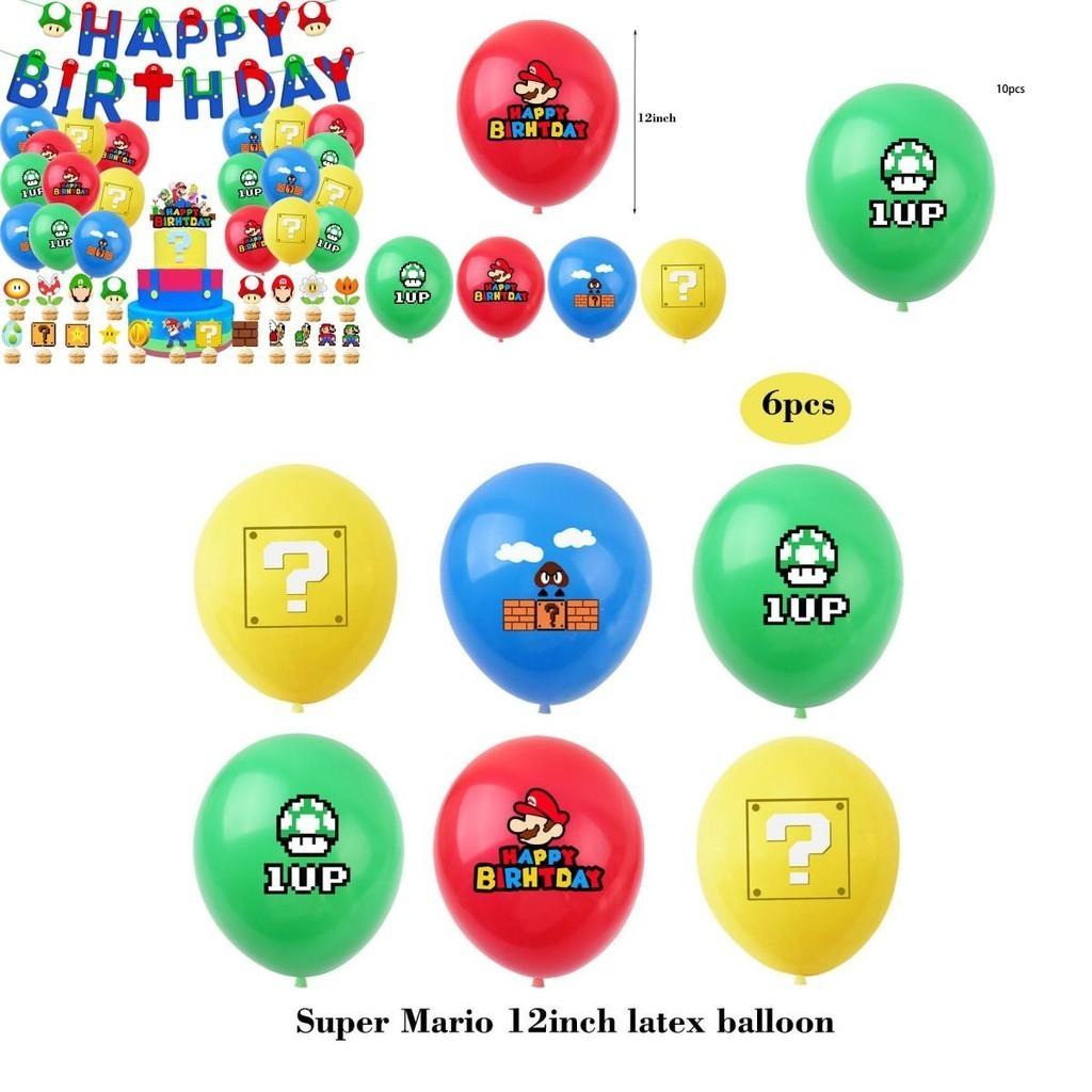Super Mario Happy Birthday Party Decor Supplies Banner Balloon Cake Topper