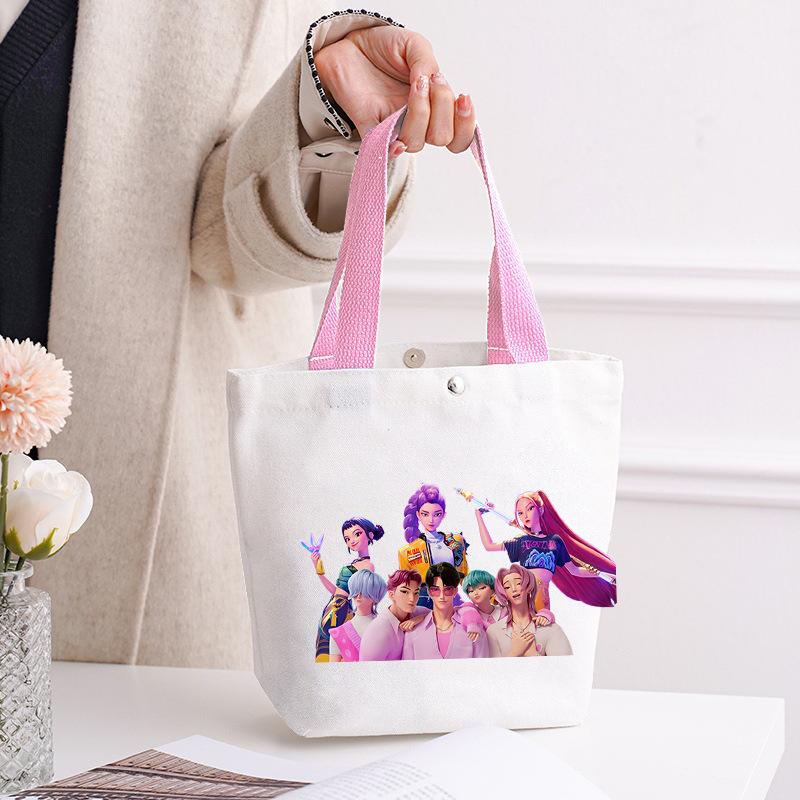 Canvas Bag Kpop Peripheral Cute Portable Cartoon Canvas Bag Student Leisure Shoulder Bag Shopping Bag