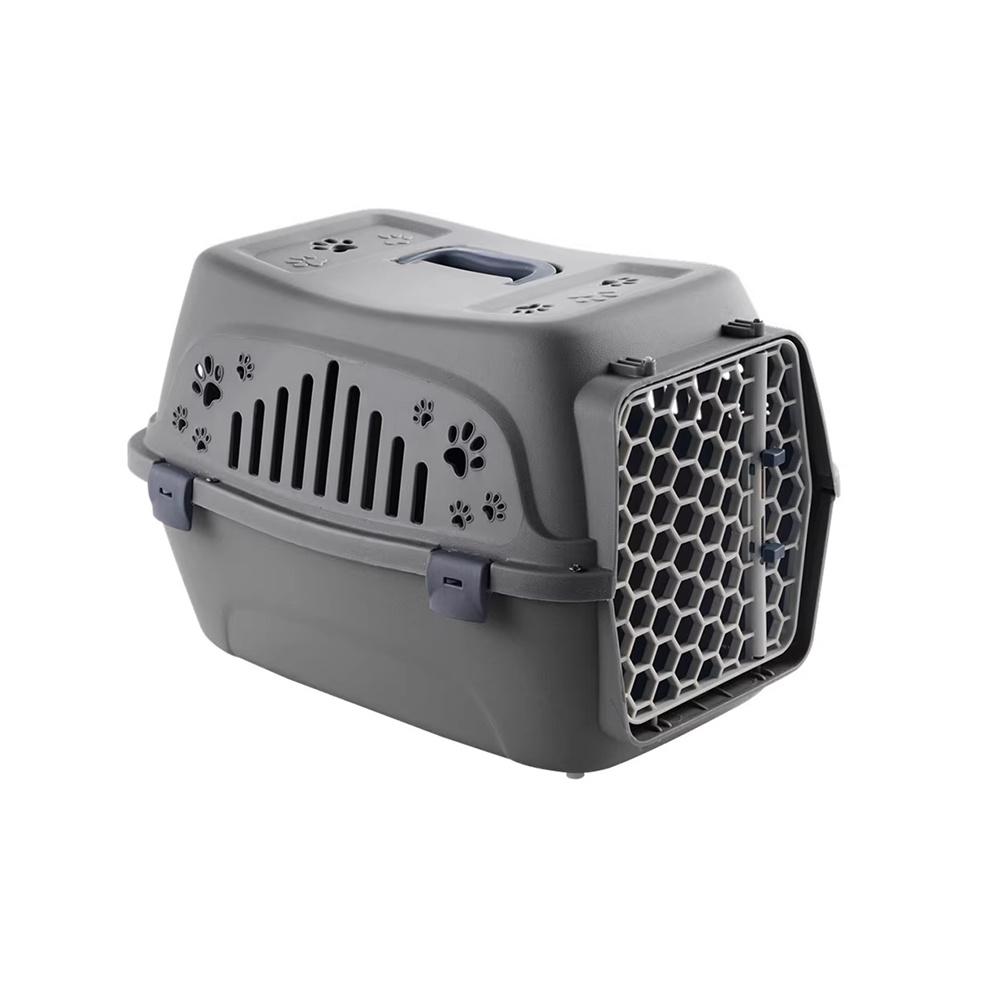 

Pet Carrier Box Portable Air Transport Box for Dogs Cats, Handheld Carrying Box with Breathable Window, Travel Kennel Crate Gray серый