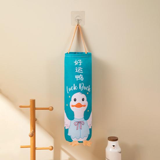 Waste Bag Organizer with Lanyard Bottom Opening Smooth Extraction Space-Saving Cartoon Pattern Garbage Bag Organizer Kitchen Supply