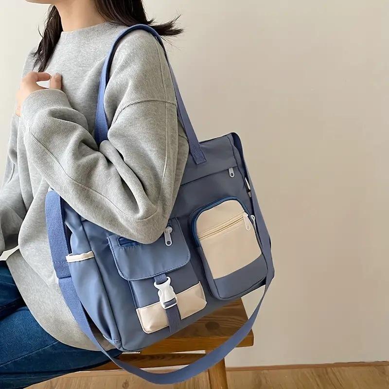 Ulzzng college style antique sense of art and art versatile girl student contrasting color large capacity shoulder bag