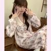 [Cute Rabbit Paradise] Ice Silk Pajamas Girl Cute Rabbit Internet Celebrity Long-sleeved Trousers Sweet Retro Loungewear Cover
