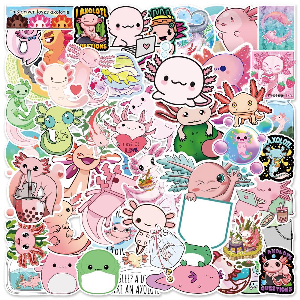 50 Cute Axolotl Suitcase & Notebook Decorative Stickers
