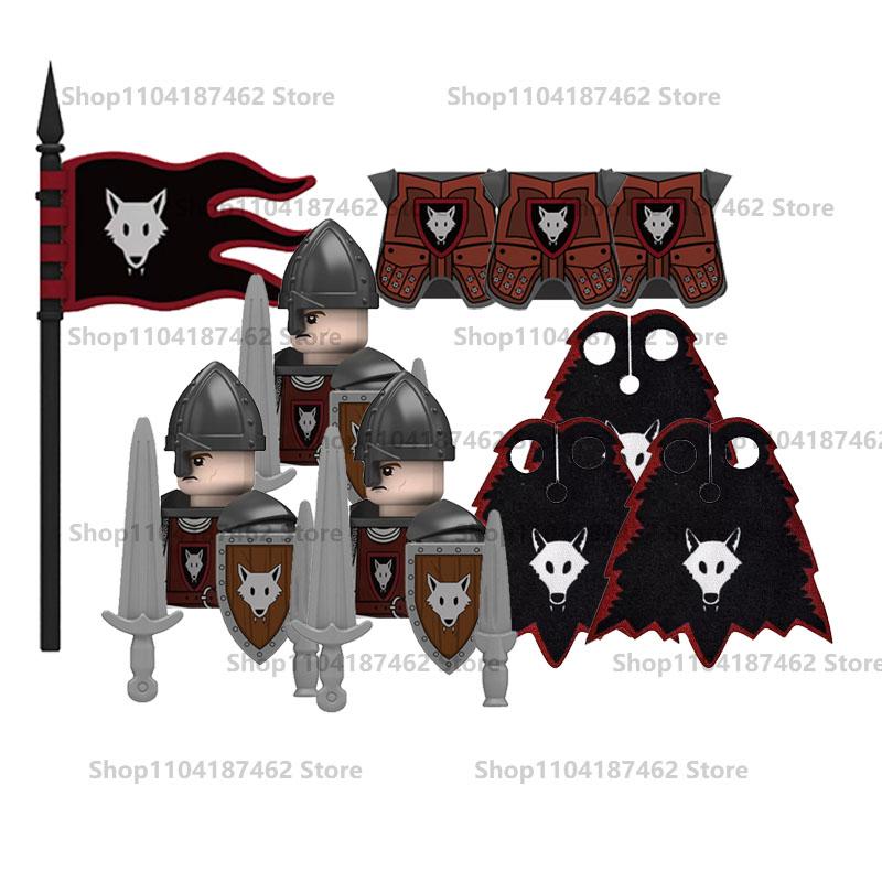 Medieval Military Castle Knight Army Set Building Blocks Green Dragon Wolf Warrior The War of Roses War-horse Weapons Brick Toys