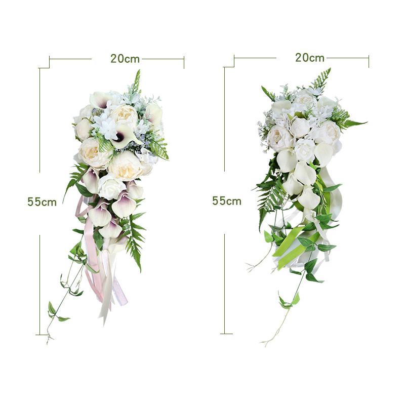 New Waterfall Wedding Bridal Bouquets for Wedding Calla Lilies Faux Rose Bride Wedding Bouquet Romantic Wedding Party Decoration