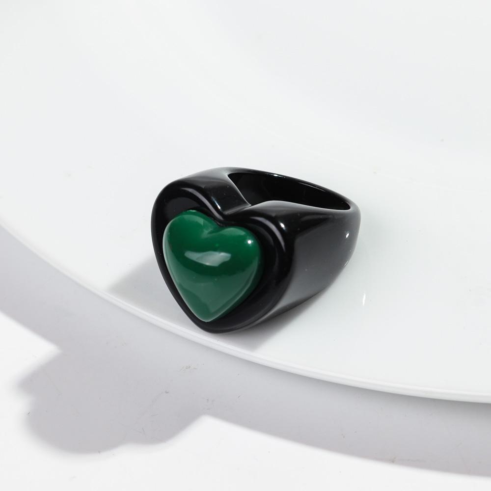 Cute Chunky Heart Acrylic Finger Rings for Women Trendy Multicolor Resin Love Bowknot Stack Ring for Women Party Jewelry Gifts