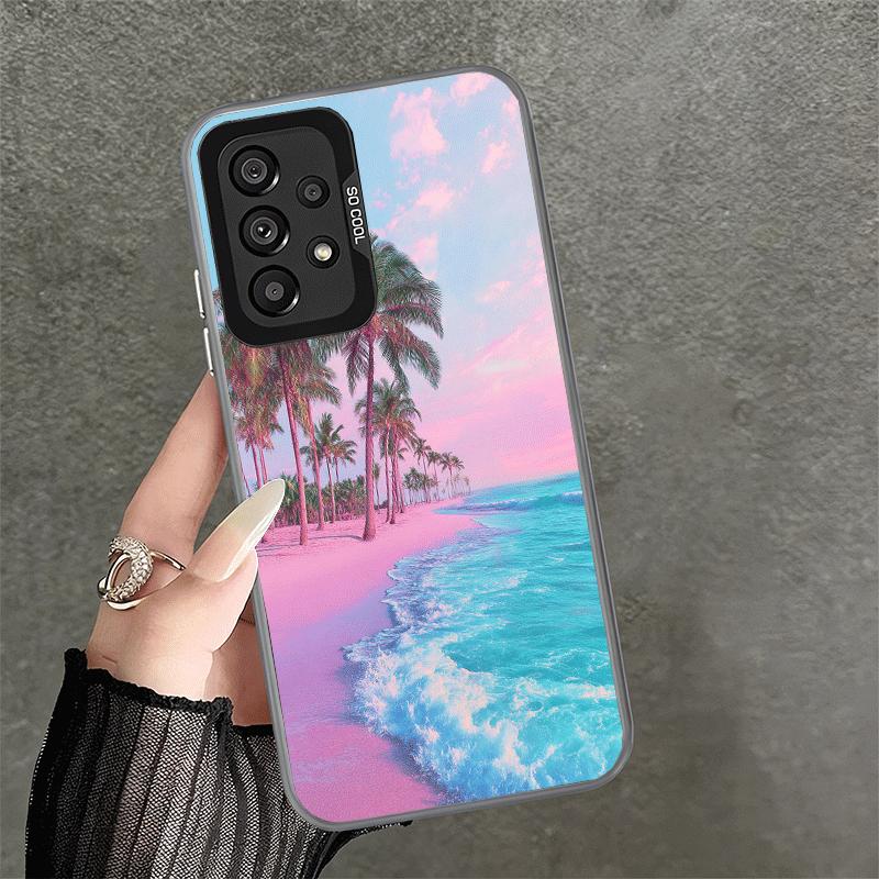 

Pink Sunset Beach Dreamy Scenery Shockproof Phone Case for Samsung A17 A16 A15 A14 A37 A57 A36 A56 A26 A35 A55 A25 A34 A54 A24 A Samsung A53