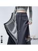 Women's Gray Elastic Waist A-Line Mini Skirt - Sporty High Waist, Bodycon, Slit, Casual Autumn Wear for Petite