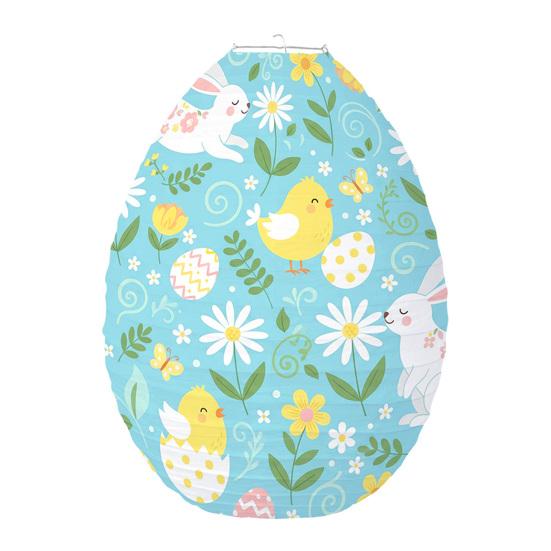 Easter Egg Paper Lantern Bunny Chick Flower Pattern Egg Shaped Hanging Lantern for Easter Party Home Decor