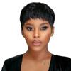 Womens African Fashion American Daily Use Natural Looking Short Black Synthetic Fiber Wig