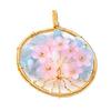 Cherry Blossom Medal Pendant In Blue Quartz Chips + Chain