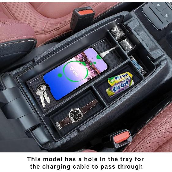 Center Console Organizer Coin Container - Compatible with Ford Escape 2020-2024,Bronco Sport 2021-2024 Armrest Box Long Compartment Storage Tray