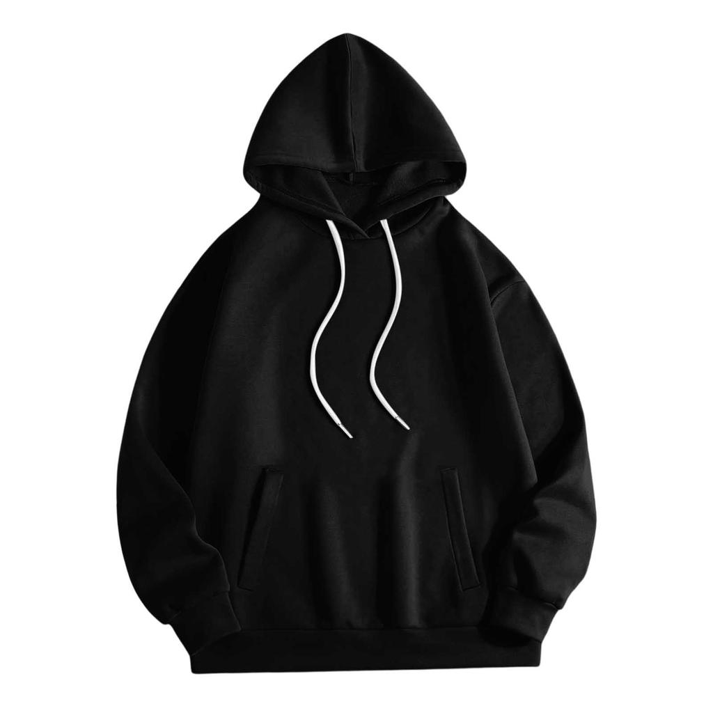 Women's Casual Long Sleeve Button Collar Hoodie with Pockets, Loose Fit Mid-Length