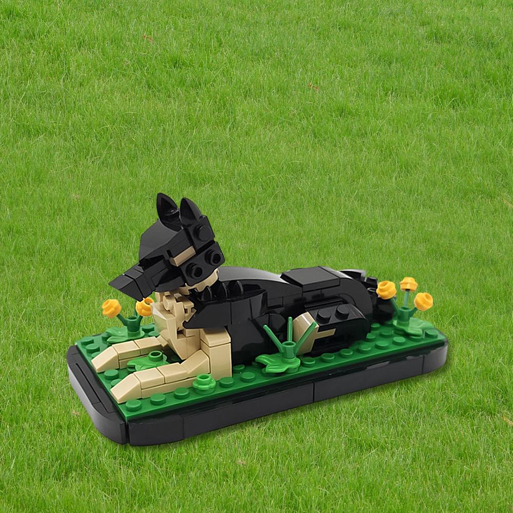 MOC German Shepherd Sasha Building Blocks Model German Shepherd Family Pet Dog Bricks Assembly Toys Children's Birthday Gifts