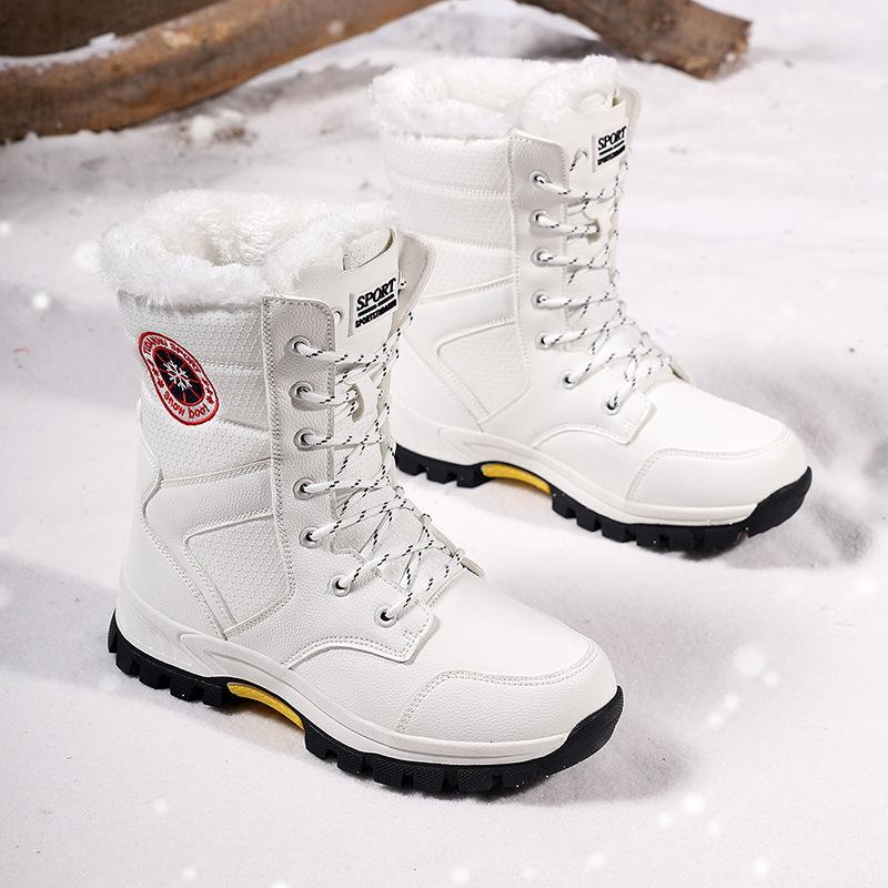 

Зимние теплые женские сноубутсы для улицы, водонепроницаемые, противоскользящие ботильоны до щиколотки с подкладкой из искусственного меха, женские удобные ботинки для пеших прогулок и ходьбы на шнуровке 39