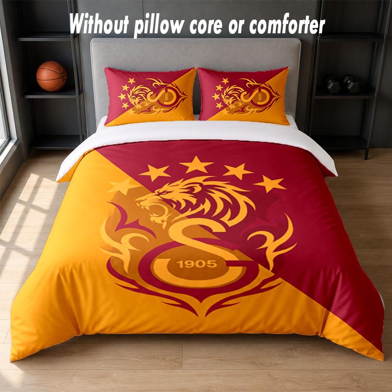 Galatasaray FC Design Bed Bedding Set 1 Duvet Cover + 2 Pillowcases Soft Breathable Household Bed Linens