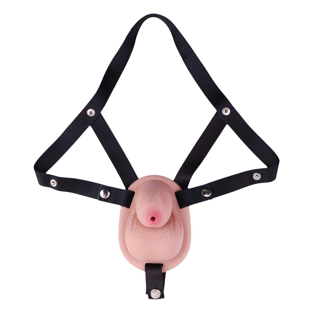 Men’s Silicone Urethral Chastity Cage with Catheter Cock Ring BDSM Adult Toy
