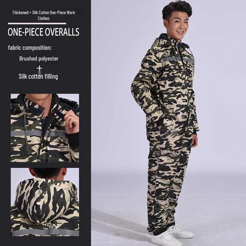Insulated Reflective Work Coveralls - Anti-Cold, Warm Cotton for Cold Storage, Labor Protection. XL